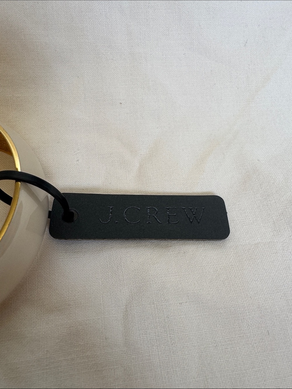 NWT J.Crew Cream Enamel Bangle Bracelet Gold Lining with Dust Bag - Picture 2 of 5